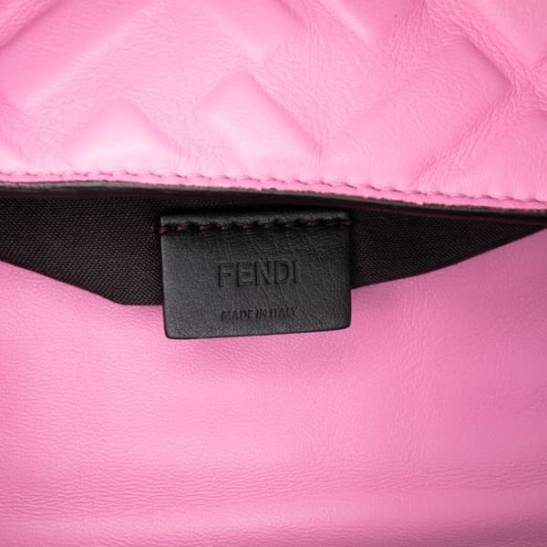 Pre-owned Fendi Mini Zucca Embossed Leather Baguette Satchel Pink