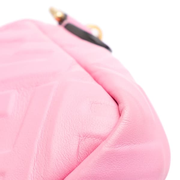 Pre-owned Fendi Mini Zucca Embossed Leather Baguette Satchel Pink