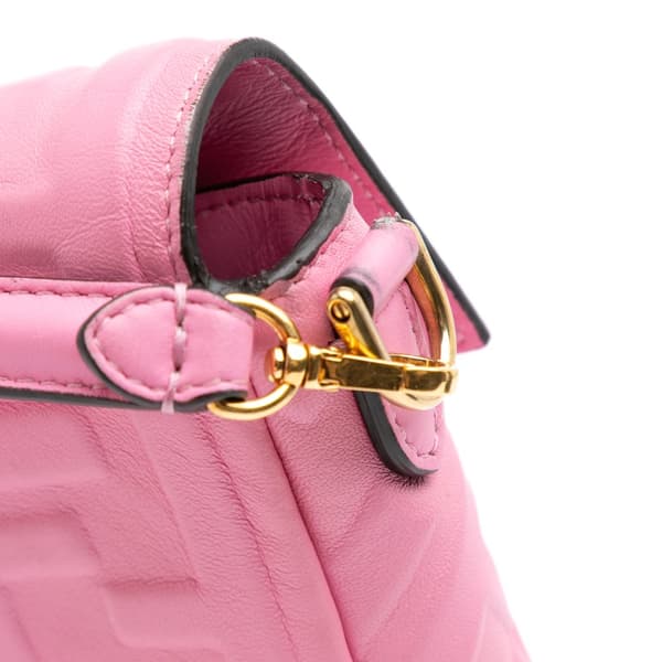 Pre-owned Fendi Mini Zucca Embossed Leather Baguette Satchel Pink