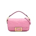 Miniatyrbillede 1 af 10: Pre-owned Fendi Mini Zucca Embossed Leather Baguette Satchel Pink