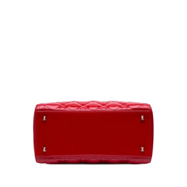 Pre-owned Dior Medium Patent Cannage Lady Dior Red