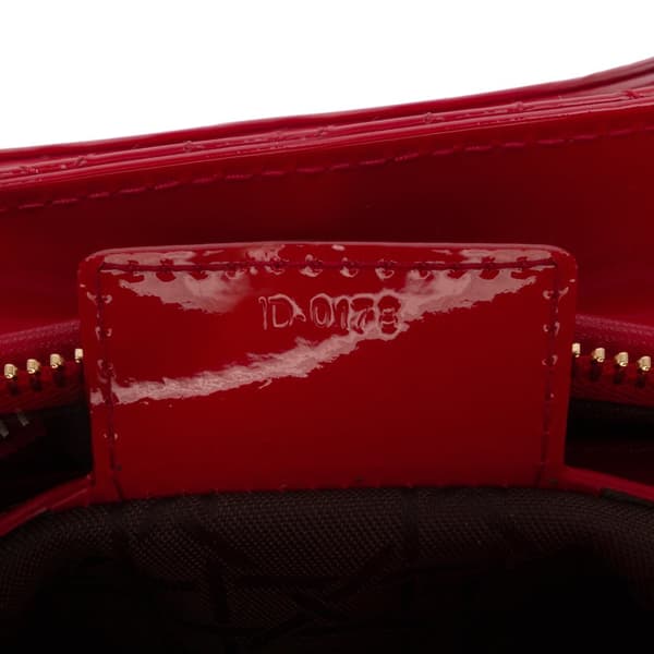 Pre-owned Dior Medium Patent Cannage Lady Dior Red