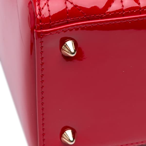 Pre-owned Dior Medium Patent Cannage Lady Dior Red