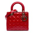 Miniatyrbilde 1 av 10: Pre-owned Dior Medium Patent Cannage Lady Dior Red