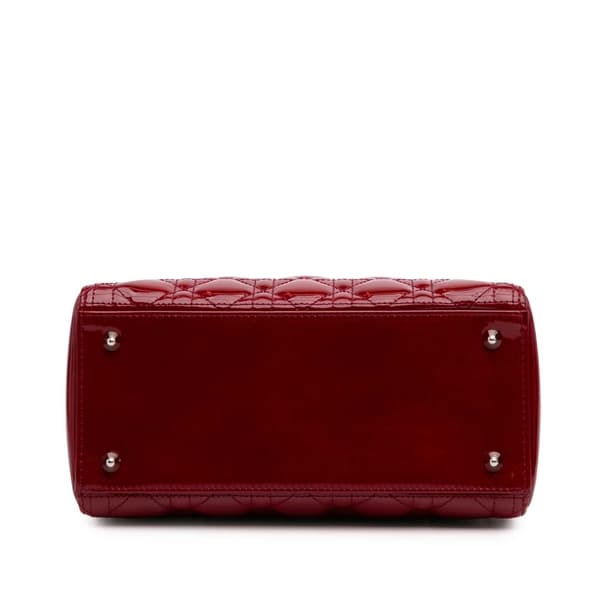 Pre-owned Dior Medium Patent Cannage Lady Dior Red