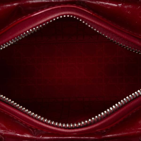Pre-owned Dior Medium Patent Cannage Lady Dior Red