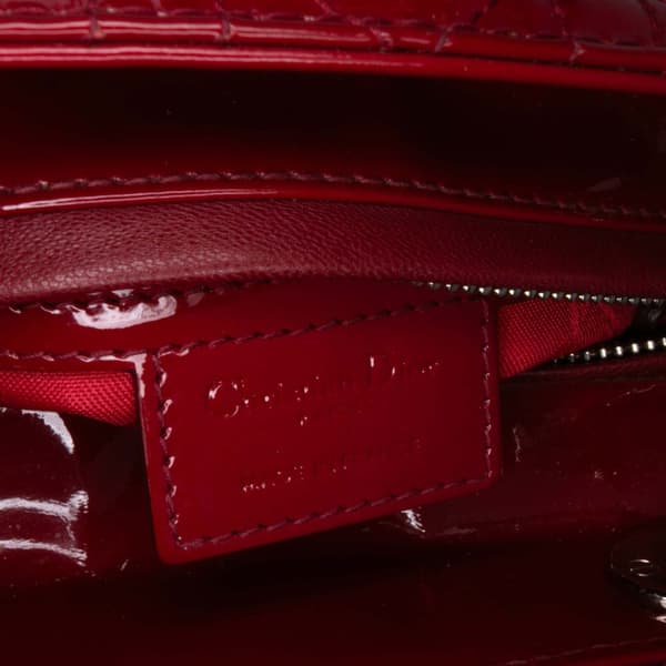 Pre-owned Dior Medium Patent Cannage Lady Dior Red