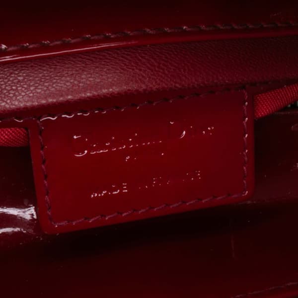 Pre-owned Dior Medium Patent Cannage Lady Dior Red