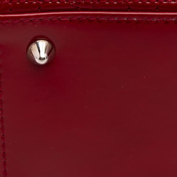 Pre-owned Dior Medium Patent Cannage Lady Dior Red