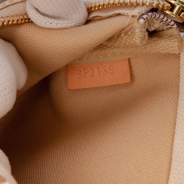 Pre-owned Louis Vuitton Damier Azur Mini Pochette Accessoires White