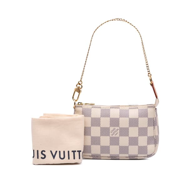 Pre-owned Louis Vuitton Damier Azur Mini Pochette Accessoires White
