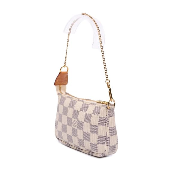 Pre-owned Louis Vuitton Damier Azur Mini Pochette Accessoires White