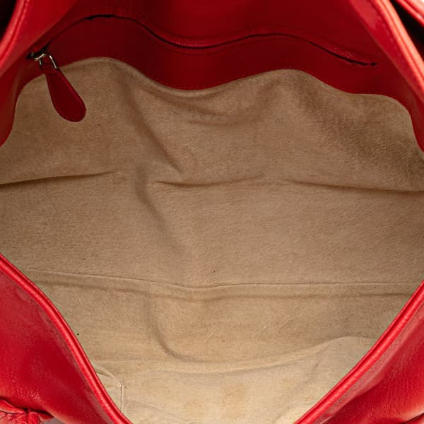 Pre-owned Bottega Veneta Leather Intrecciato Top Handle Bag Red