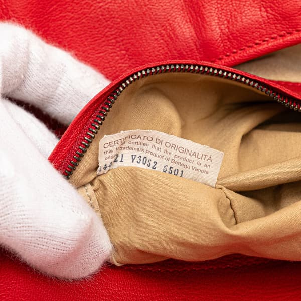 Pre-owned Bottega Veneta Leather Intrecciato Top Handle Bag Red