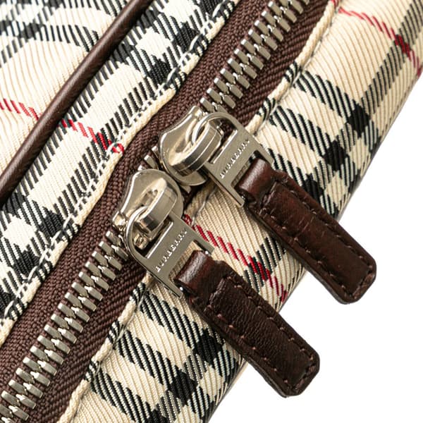 Pre-owned Burberry House Check Canvas Vanity Bag Brown