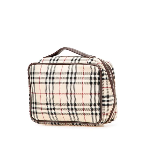 Pre-owned Burberry House Check Canvas Vanity Bag Brown