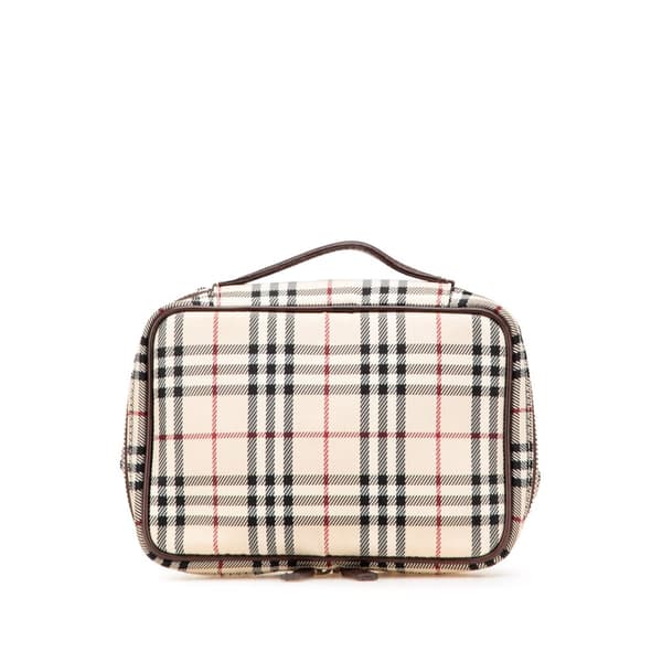 Pre-owned Burberry House Check Canvas Vanity Bag Brown