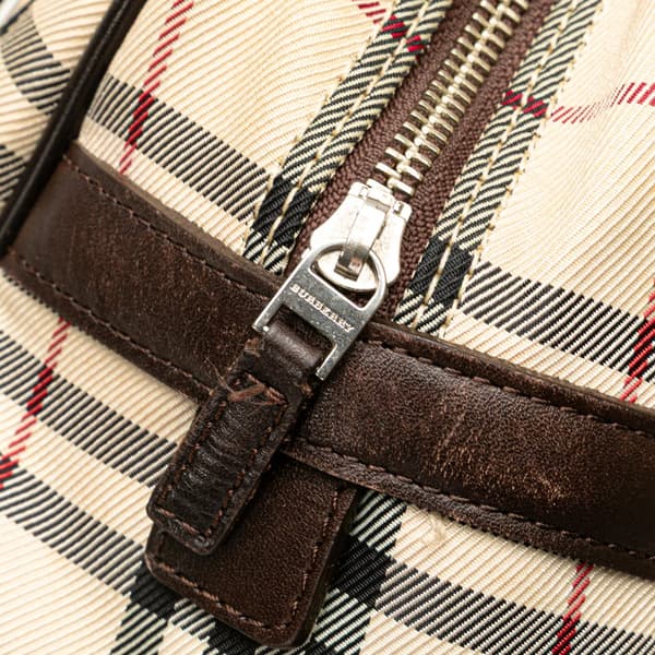Pre-owned Burberry House Check Canvas Handbag Brown