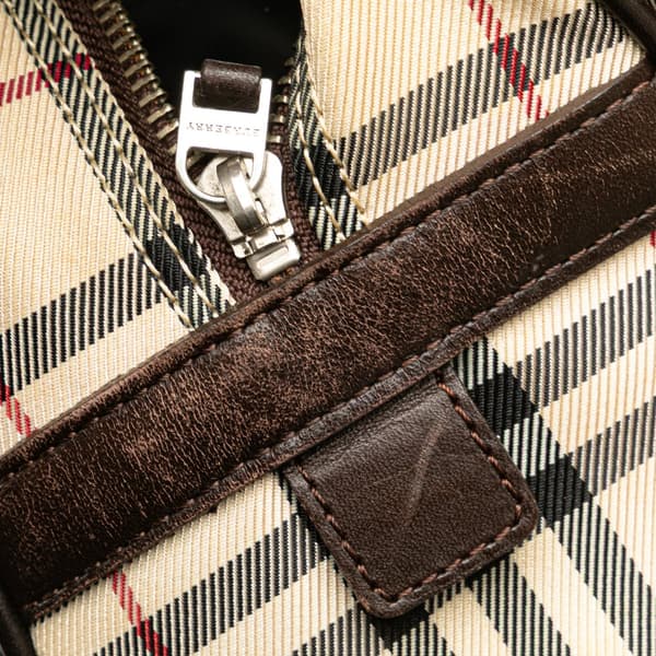 Pre-owned Burberry House Check Canvas Handbag Brown