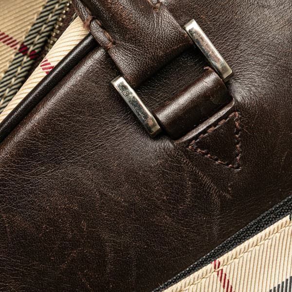 Pre-owned Burberry House Check Canvas Handbag Brown