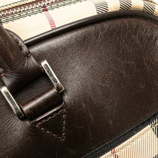 Pre-owned Burberry House Check Canvas Handbag Brown