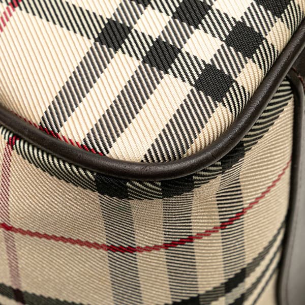 Pre-owned Burberry House Check Canvas Handbag Brown