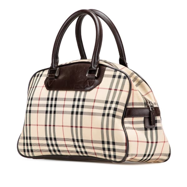 Pre-owned Burberry House Check Canvas Handbag Brown