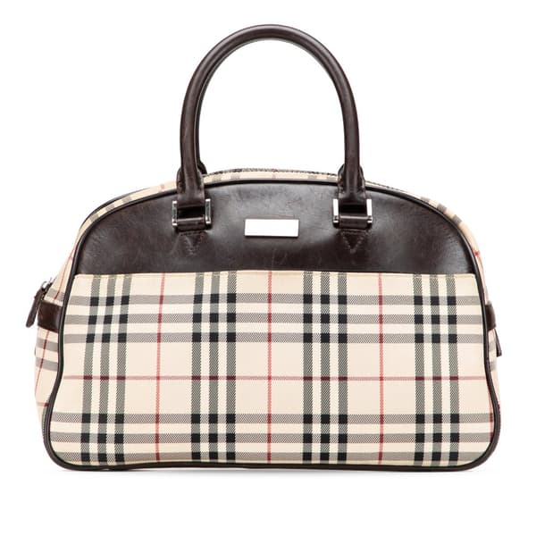 Pre-owned Burberry House Check Canvas Handbag Brown