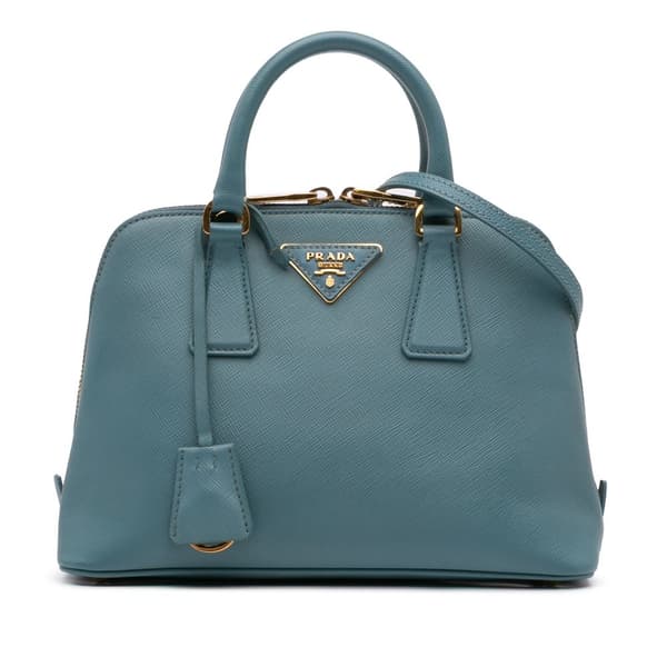 Pre-owned Prada Small Saffiano Lux Promenade Blue