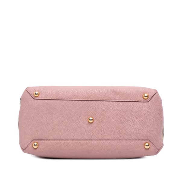 Pre-owned Burberry Medium Leather and House Check Banner Satchel Pink