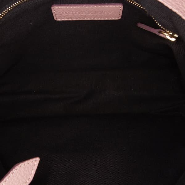 Pre-owned Burberry Medium Leather and House Check Banner Satchel Pink