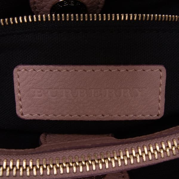 Pre-owned Burberry Medium Leather and House Check Banner Satchel Pink