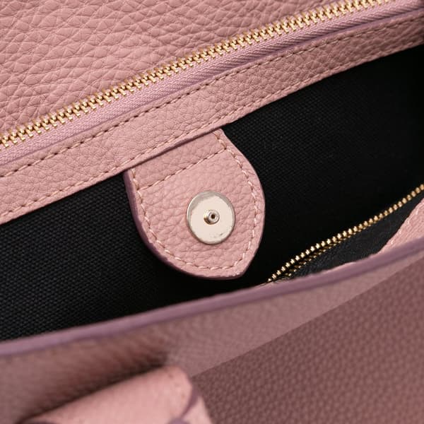Pre-owned Burberry Medium Leather and House Check Banner Satchel Pink