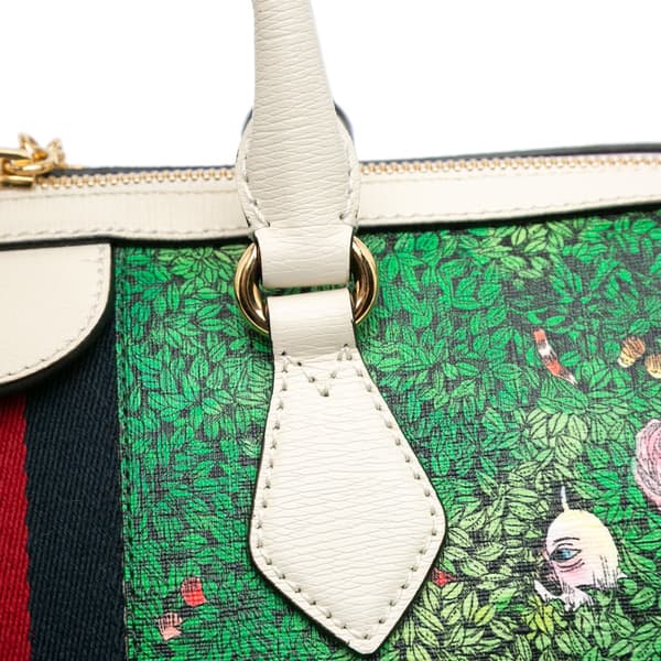Pre-owned Gucci Yuko Higuchi Medium Coated Canvas Ophidia Web Satchel White