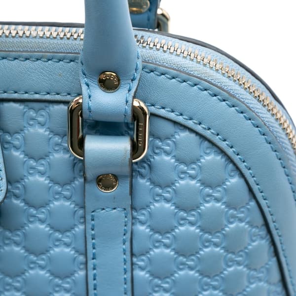 Pre-owned Gucci Mini Microguccissima Dome Satchel Blue