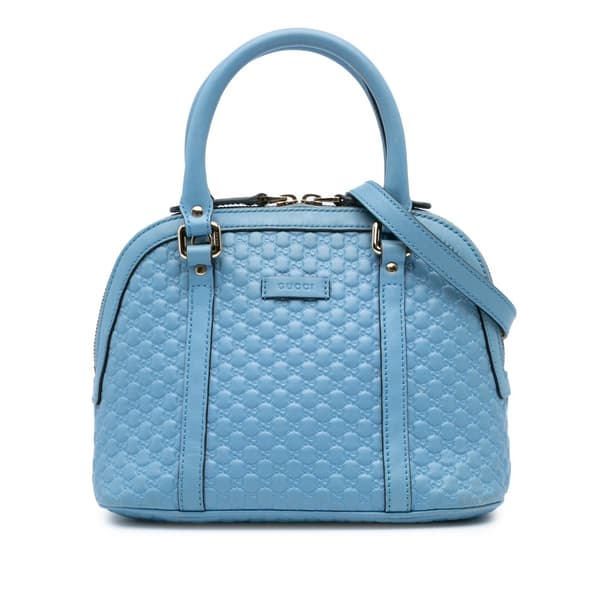Pre-owned Gucci Mini Microguccissima Dome Satchel Blue