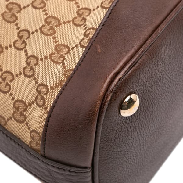 Pre-owned Gucci Medium GG Canvas Charm Dome Satchel Brown