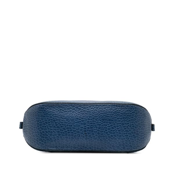 Pre-owned Burberry Small Grained Calfskin Orchard Bowling Bag Blue
