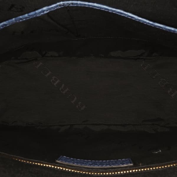 Pre-owned Burberry Small Grained Calfskin Orchard Bowling Bag Blue