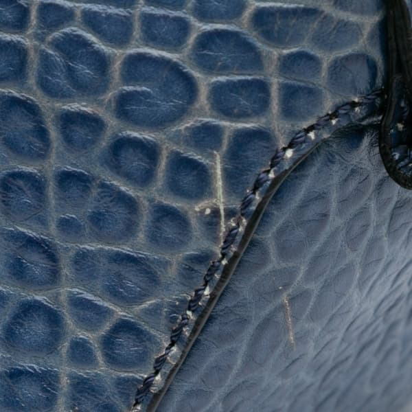 Pre-owned Burberry Small Grained Calfskin Orchard Bowling Bag Blue