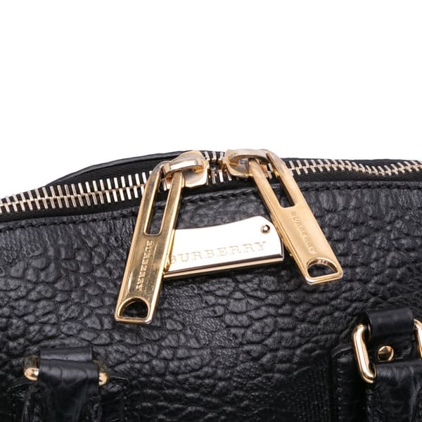 Pre-owned Burberry Small Grained Calfskin Orchard Bowling Bag Black