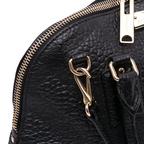 Pre-owned Burberry Small Grained Calfskin Orchard Bowling Bag Black
