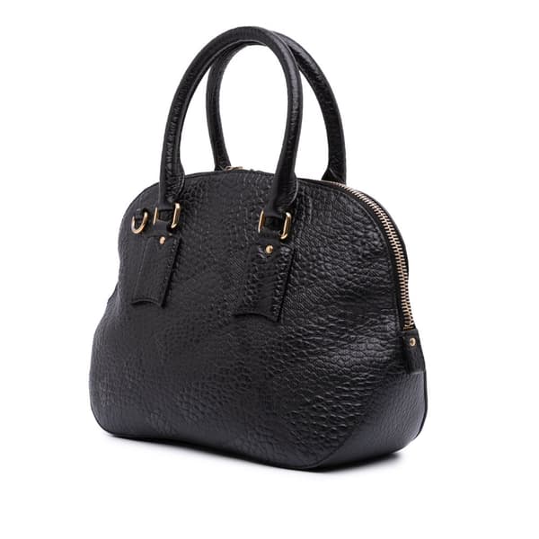 Pre-owned Burberry Small Grained Calfskin Orchard Bowling Bag Black