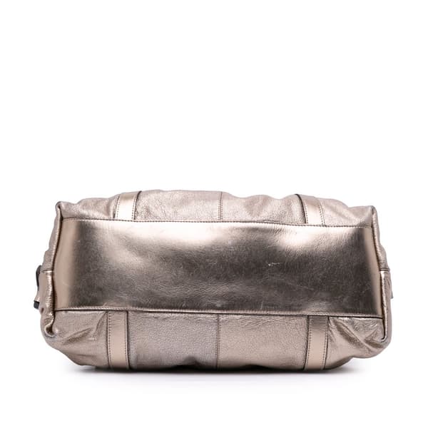Pre-owned Burberry Small Metallic Calfskin Curzon Satchel Gold