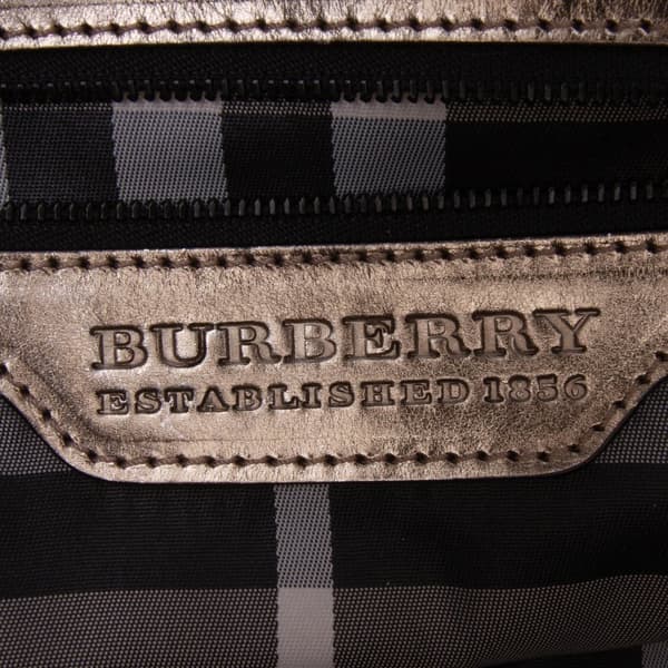 Pre-owned Burberry Small Metallic Calfskin Curzon Satchel Gold