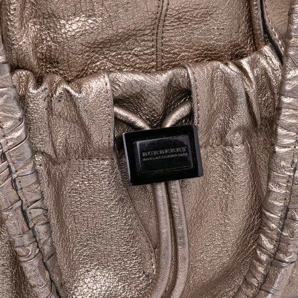 Pre-owned Burberry Small Metallic Calfskin Curzon Satchel Gold