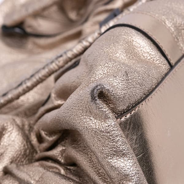 Pre-owned Burberry Small Metallic Calfskin Curzon Satchel Gold