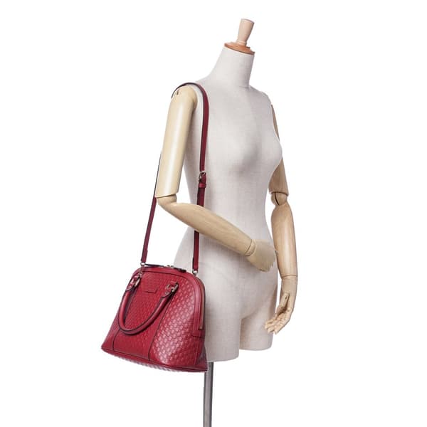 Pre-owned Gucci Medium Microguccissima Dome Satchel Red