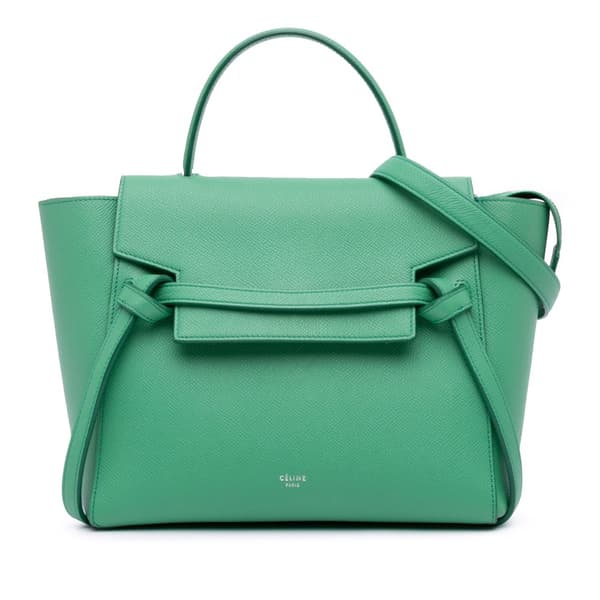 Pre-owned Celine Mini Grained Calfskin Belt Bag Green