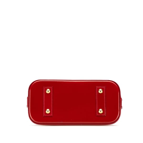 Pre-owned Louis Vuitton Monogram Vernis Rayures Alma BB Red